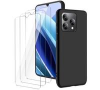 LYZXMY Coque pour Cubot A40(6.88") Noir Housse + 3 x Verre trempé Protection écran, Souple Silicone Étui Protection Bumper TPU Téléphone Case Cover