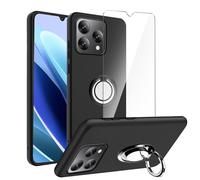 LYZXMY Coque pour Cubot A40(6.88") Noir Housse + Support de Bague rotative+ Verre trempé Protection écran