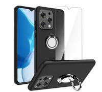 LYZXMY Coque pour DOOGEE N55/DOOGEE N55 Pro(6.56") Noir Housse +Support de Bague rotative+ Verre trempé Protection écran