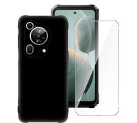 LYZXMY Coque pour Fossibot F112 Pro (6.88") + 1 x Verre trempé écran Film Protecteur - Noir Souple Silicone Étui Protection Housse TPU Case Cover