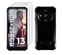 LYZXMY Coque pour HOTWAV T7 Pro(6.6") Noir Housse + 2 x Verre trempé Protection écran, Souple Silicone Étui Protection Bumper TPU Téléphone Case Cover