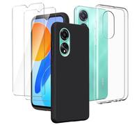LYZXMY Coque pour Oppo A38 4G (6.56") Transparent Housse + Noir Étui + [2 Pièces] Verre trempé écran Film Protecteur - Souple Silicone TPU Case Cover