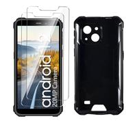 LYZXMY Coque pour Oukitel G2(6.0") Noir Housse + 2 x Verre trempé Protection écran, Souple Silicone Étui Protection Bumper TPU Téléphone Case Cover