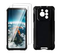 LYZXMY Coque pour Ulefone RugOne Xever 7(6.67") Noir Housse + 2 x Verre trempé Protection écran, Souple Silicone Étui Protection Bumper TPU Téléphone Case Cover