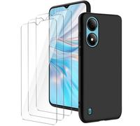 LYZXMY Coque pour ZTE Blade A33S(6.3") Noir Housse + 3 x Verre trempé Protection écran, Souple Silicone Étui Protection Bumper TPU Téléphone Case Cover