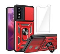 LYZXMY Coque pour ZTE Blade L9 (5.0") + 2 x Verre trempé écran Film Protecteur - 360 Full Body Protection en PC Renforcée Armor Heavy Duty Antichoc Bumper Housse Etui Rouge