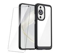 LYZXMY Verre trempé pour Huawei Nova 12S (6.7") Coque Noir + Protection D'écran Film Protecteur - Étui avec Cadre en Silicone Souple TPU et Dos Dur Transparent Housse Case Cover