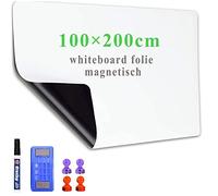 Lyzzxi Papier Tableau Blanc Magnétique, 100×200cm Adhesif Tableau Blanc Effacable Autocollant, Avec Marqueur et Effaceur Magnétique, Tableau Aimanté Mural Film pour surfaces lisses, Pour l'école