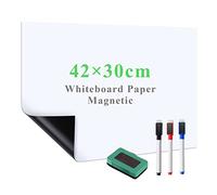 Lyzzxi Papier Tableau Blanc Magnétique, A3 30×42cm Adhesif Tableau Blanc Effacable Autocollant, Avec Marqueur et Effaceur Magnétique, Tableau Aimanté Mural Film pour surfaces lisses, Pour l'école