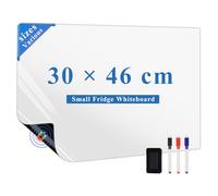 LYZZXI Tableau Magnetique Frigo Blanc (30 x 46 cm) - Effacable Tableau Aimanté pour Listes de Courses, Réfrigérateur, Notes et Messages, avec 3 Marqueurs + 1 Effaceur