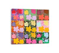LZ6J8C9 Art mural célèbre. Andy Warhal Reproduction de tableaux célèbres. Peinture sur toile encadrée Warhol pour la décoration intérieure. (Fleurs .2) Cadre intérieur 80x80cm