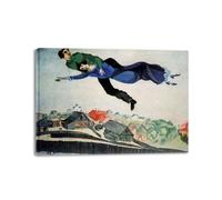 LZ6J8C9 Encadré. Marc Chagall Poster. (Over the town) Reproduction Tableau Célèbre. Impressions Sur Toile. Toile Affiche Chambre Décor À La Maison Image 70x50cm Cadre intérieur