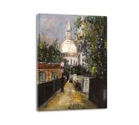 LZ6J8C9 Maurice Utrillo Poster de Maurice Utrillo - Toile de peintures célèbres - Sacre Coeur Street - Photos pour décoration murale du salon 40 x 30 cm Cadre intérieur