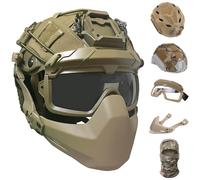 LZAQHMT Casque Airsoft À Coupe Haute Ajustable avec Demi-Masque, Lunettes De Protection, Housse De Casque Et Cagoule - pour Équipement De Chasse Et De Paintball(CB)