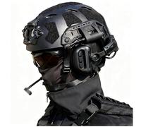 LZAQHMT Casque Airsoft Protection Rapide Réglable avec Oreillette Tactique Antibruit Lampe Frontale avec Éclairage LED Infrarouge (Blanc Et Rouge) Équipement Protection Militaire Type PJ