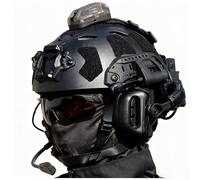 LZAQHMT Casque Airsoft Protection Rapide Réglable avec Oreillette Tactique Antibruit Lampe Frontale avec Éclairage LED Infrarouge (Blanc Et Rouge) Équipement Protection Militaire Type PJ