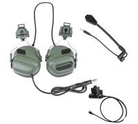 LZAQHMT Casque Antibruit Étanche Casque Tactique Antibruit avec Prise PTT U94 2 Broches Et Microphone - Casque Antibruit pour La Chasse Et Le Tir avec Amplification Sonore(Ranger Green)