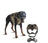 LZAQHMT Casque Chasse Tactique K9 avec Lunettes Protection Activités Plein Air pour Berger Belge, Hollandais Berger Allemand Taille Moyenne(Tan)