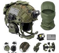 LZAQHMT Casque Tactique Airsoft 4 en 1 - Amélioré Système De Suspension Réglable avec Oreillette, Housse De Casque Et Cagoule pour Équipement De Paintball, Cosplay Militaire(RG)