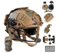 LZAQHMT Casque Tactique Airsoft 4 en 1 Amélioré - Système Réglage Rapide par Molette avec Oreillette, Housse Casque Et Sac Lestage for Équipement Paintball Militaire, Cosplay Et Cosplay(Coyote Brown)