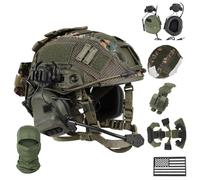 LZAQHMT Casque Tactique Airsoft 4 en 1 avec Réglage Rapide par Molette | Ensemble de Casque avec Oreillette, Housse et Sac de Lestage pour Paintball, Cosplay et Jeux Tactiques