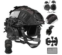 LZAQHMT Casque Tactique Airsoft 4 en 1 avec Réglage Rapide par Molette | Ensemble de Casque avec Oreillette, Housse et Sac de Lestage pour Paintball, Cosplay et Jeux Tactiques