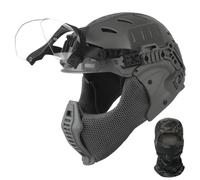LZAQHMT Casque Tactique avec Masque Airsoft Et Lunettes Intégrées Relevables - Équipement De Protection Ajustable pour La Chasse, Le Paintball, L'airsoft Et Les Jeux De Guerre(WG)