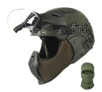 LZAQHMT Casque Tactique avec Masque Airsoft Et Lunettes Intégrées Relevables - Équipement De Protection Ajustable pour La Chasse, Le Paintball, L'airsoft Et Les Jeux De Guerre(RG)