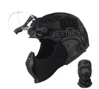 LZAQHMT Casque Tactique avec Masque Airsoft Et Lunettes Intégrées Relevables - Équipement De Protection Ajustable pour La Chasse, Le Paintball, L'airsoft Et Les Jeux De Guerre(OBK)