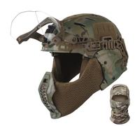 LZAQHMT Casque Tactique avec Masque Airsoft Et Lunettes Intégrées Relevables - Équipement De Protection Ajustable pour La Chasse, Le Paintball, L'airsoft Et Les Jeux De Guerre(O)