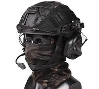 LZAQHMT Casque Tactique avec Micro-Casque Antibruit, Housse Casque Ajustable Masque Facial, Équipement Airsoft for Cosplay CS Extérieur(Black)