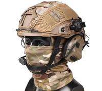LZAQHMT Casque Tactique avec Micro-Casque Antibruit, Housse Casque Ajustable Masque Facial, Équipement Airsoft for Cosplay CS Extérieur(Tan)