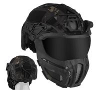 LZAQHMT Casque Tactique Rapide avec Masque De Protection Intégrale Et Visière Relevable - Housse De Casque pour Équipement D'airsoft, De Chasse, De Jeu Et De Guerre(OBK)