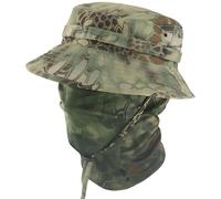 LZAQHMT Chapeau Boonie Camouflage 2-en-1 Avec Masque, Protection Solaire | Cache-nuque amovible et chapeau respirant pour randonnée, pêche, chasse, safari et activités militaires et tactiques(L)