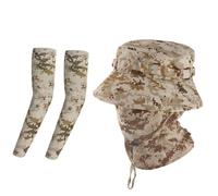 LZAQHMT Chapeau boonie camouflage 3en1 avec masque amovible manchons bras | Protection solaire à large bord rafraîchissant pour homme et femme, pour pêche, randonnée, chasse activités militaires(B)