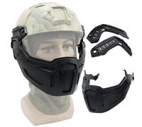 LZAQHMT Demi-Masque Tactique Rapide pour Casque avec Adaptateur pour Rails - Demi-Masque De Protection Pliable pour Jeux CS, Cosplay Et Équipement De Plein Air(BK)