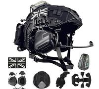 LZAQHMT Ensemble Casque Airsoft Fast 5-en-1 Amélioré Réglable avec Oreillette Tactique, Housse De Casque Amovible Et Lampe Signalisation - Équipement Cosplay Tactique Militaire pour Adultes