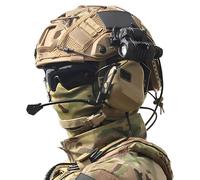 LZAQHMT Ensemble Casque Airsoft Fast Tactical avec Casque Tactique, Lunettes Protection Anti-buée, Lampe Torche Housse Casque Amovible pour Chasse, Paintball Et Cosplay(Wolf Brown)