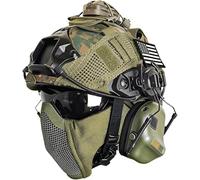 LZAQHMT Ensemble Casque Airsoft PJ Fast Ajustable - avec Demi-Masque Pliable en Maille, Housse De Casque Et Pochette for Batterie - for La Chasse, Le Paintball Et Le Cosplay(RG)