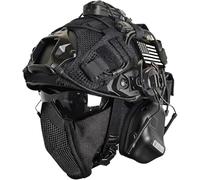 LZAQHMT Ensemble Casque Airsoft PJ Fast Ajustable - avec Demi-Masque Pliable en Maille, Housse De Casque Et Pochette for Batterie - for La Chasse, Le Paintball Et Le Cosplay(BK)