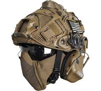 LZAQHMT Ensemble Casque Airsoft PJ Fast Ajustable - avec Demi-Masque Pliable en Maille, Housse De Casque Et Pochette for Batterie - for La Chasse, Le Paintball Et Le Cosplay(CB)