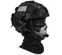 LZAQHMT Ensemble Casque Tactique Airsoft 4 en 1 Molette De Réglage, avec Oreillette, Housse De Casque, Sac De Lestage, 52-64 Cm