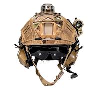 LZAQHMT Ensemble Casque Tactique Airsoft Fast avec Casque Communication, Lampes Signalisation Réponse Rapide, Lampe Torche Lunettes Antibuée pour Paintball Cosplay