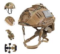 LZAQHMT Ensemble Casque Tactique Ajustable avec Pochette pour Batterie, Housse De Casque Et Doublure - Équipement Militaire De Chasse, De Cosplay Et D'airsoft CS(Coyote Brown)