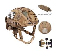 LZAQHMT Ensemble Casque Tactique Ajustable Fast - Pochette pour Contrepoids Doublure Casque Rechange Équipement Tactique Militaire pour Airsoft Cosplay pour Adultes(Tan)