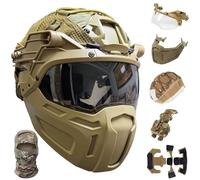 LZAQHMT Ensemble Casque Tactique Ajustable Version Améliorée avec Masque, Housse Casque Et Lunettes Protection - Équipement Extérieur Léger pour Paintball, CS, Chasse, Airsoft Et Entraînement(CB)