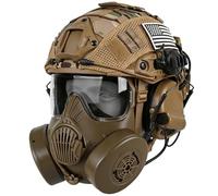 LZAQHMT Ensemble Casque Tactique avec Lunettes De Protection Intégrales, Masque À Gaz Factice Et Casque De Communication - Équipement pour Airsoft, Paintball Et Wargame(CB)