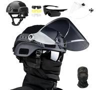 LZAQHMT Ensemble Casque Tactique Mich Casque Airsoft Ajustable avec Visière Transparente, Lunettes De Protection Et Masque Intégral pour La Chasse Et Les Jeux De Guerre en Extérieur