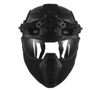 LZAQHMT Ensemble Complet D'équipement Militaire Tactique Anti-Chocs : Casque Anti-Chocs Masque Intégral Maille d'acier Lunettes D'airsoft Équipement Protection pour Chasse Paintball(BK)