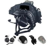 LZAQHMT Ensemble Housse De Casque Airsoft Tactique PJ Fast - avec Audio, Lampe Signalisation Et Pochette pour Contrepoids pour Équipement Cosplay CS Hunting(Matte Black)